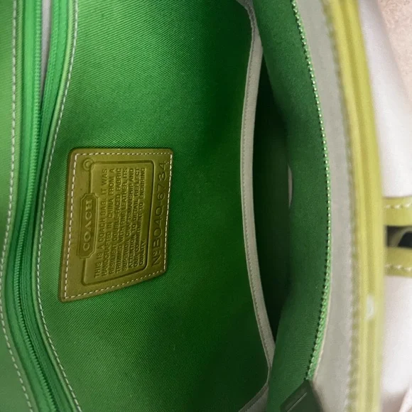 Coach Cream and Green Tote Bag - Picture 5 of 15